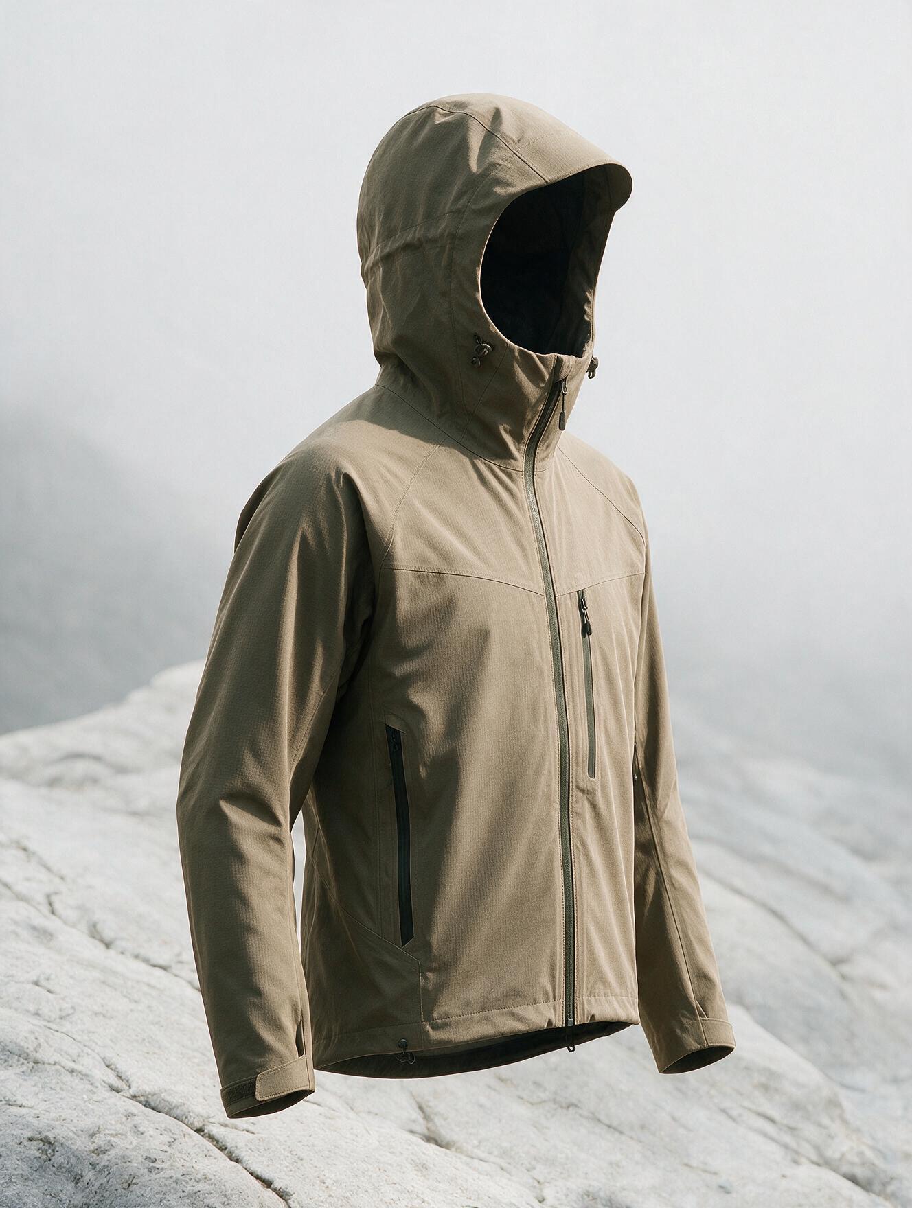 Khaki MORAINE technical hardshell jacket